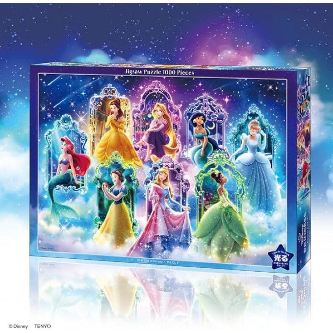 Tenyo D-1000-891 Disney Princess Believing in Dreams Jigsaw Puzzle (20.1 x 29.1 inches (51 x 73.5 cm) D-1000-891 Glowing Piece Jigsaw Puzzle with Glue Spatula Included Service Card