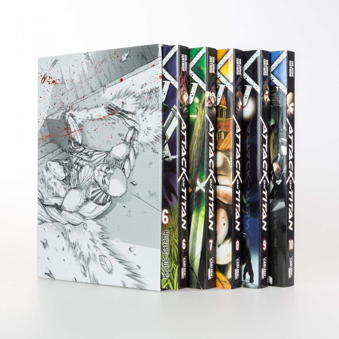 Attack on Titan, Bände 6-10 im Sammelschuber mit Extra: Fantasy-Action-Manga ab 16 Jahren über den Kampf gegen menschenfressende Titanen Attack on Titan, Bände 6-10 im Sammelschuber mit Extra: Fantasy-Action-Manga ab 16 Jahren über den Kampf gegen menschenfressende Titanen
