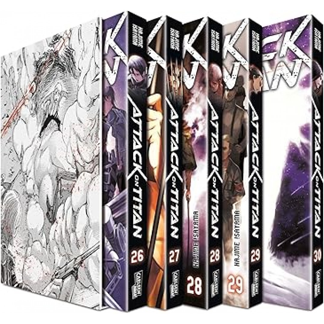 Attack on Titan, Bände 26-30 im Sammelschuber mit Extra: Fantasy-Action-Manga ab 16 Jahren über den Kampf gegen menschenfressende Titanen Attack on Titan, Bände 26-30 im Sammelschuber mit Extra: Fantasy-Action-Manga ab 16 Jahren über den Kampf gegen menschenfressende Titanen