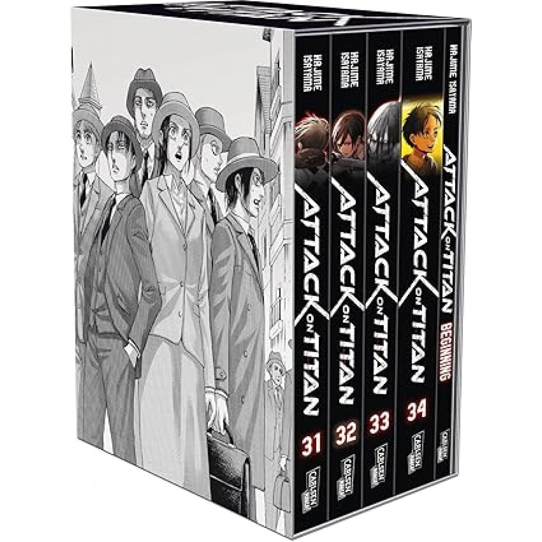 Attack on Titan, Bände 31-34 im Sammelschuber mit Extra: Fantasy-Action-Manga ab 16 Jahren über den Kampf gegen menschenfressende Titanen Attack on Titan, Bände 31-34 im Sammelschuber mit Extra: Fantasy-Action-Manga ab 16 Jahren über den Kampf gegen menschenfressende Titanen
