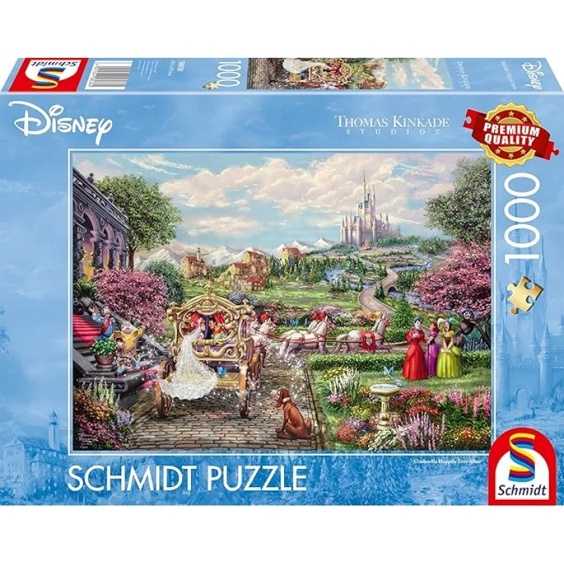 Schmidt Spiele 58038 Disney, Cinderella Happily Ever After, Thomas Kinkade, 1000 Teile Puzzle, Mehrfarbig