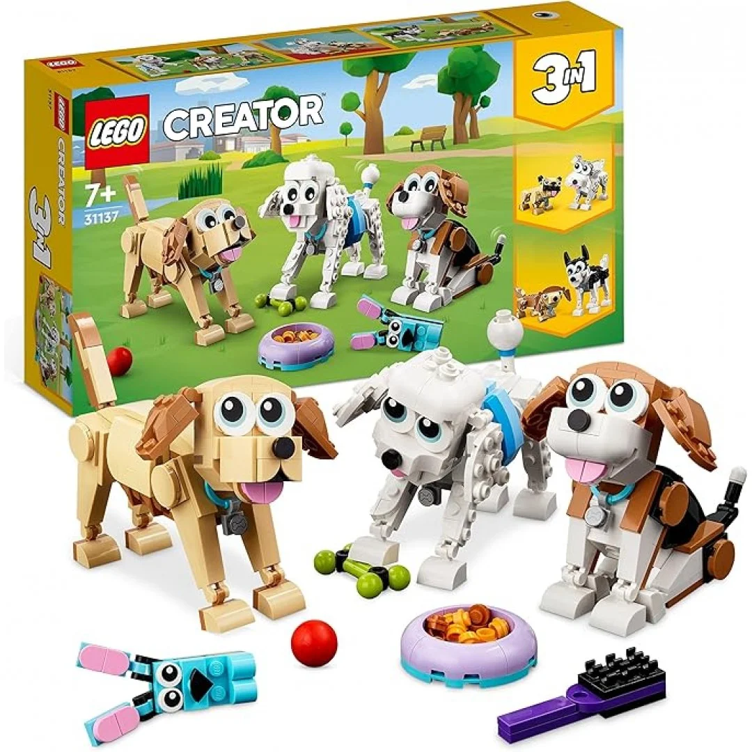 LEGO 31137 Creator 3in1 Niedliche Hunde Set mit Dackel-, Mops-, Pudel-Tierfiguren und mehr, Spielzeug für Kinder ab 7 Jahren, Geschenk für Hundeliebhaber LEGO 31137 Creator 3in1 Niedliche Hunde Set mit Dackel-, Mops-, Pudel-Tierfiguren und mehr, Spielzeug für Kinder ab 7 Jahren, Geschenk für Hundeliebhaber