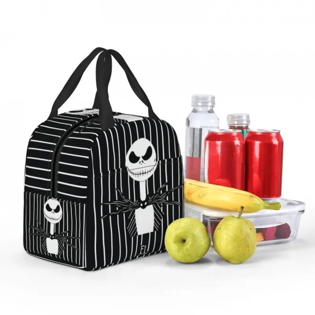 Tim Burton Weihnachten Horrorfilm isoliert Lunchbox Frauen Halloween Schädel Jack wieder verwendbare Thermo kühler Lunch Bag