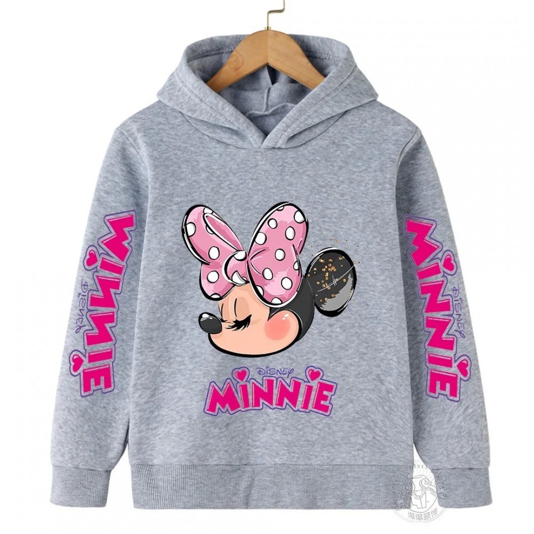 2024 Fall/Winter Kids Minnie Hoodie – Warm Top for Boys and Girls, Ages 3-14, Outdoor Sports Shirt