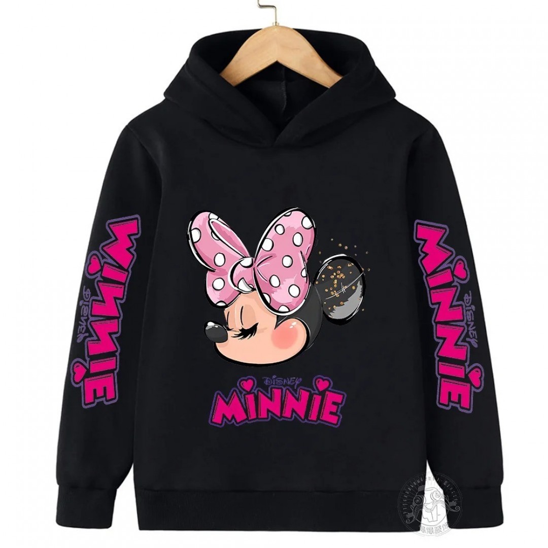 2024 Fall/Winter Kids Minnie Hoodie – Warm Top for Boys and Girls, Ages 3-14, Outdoor Sports Shirt