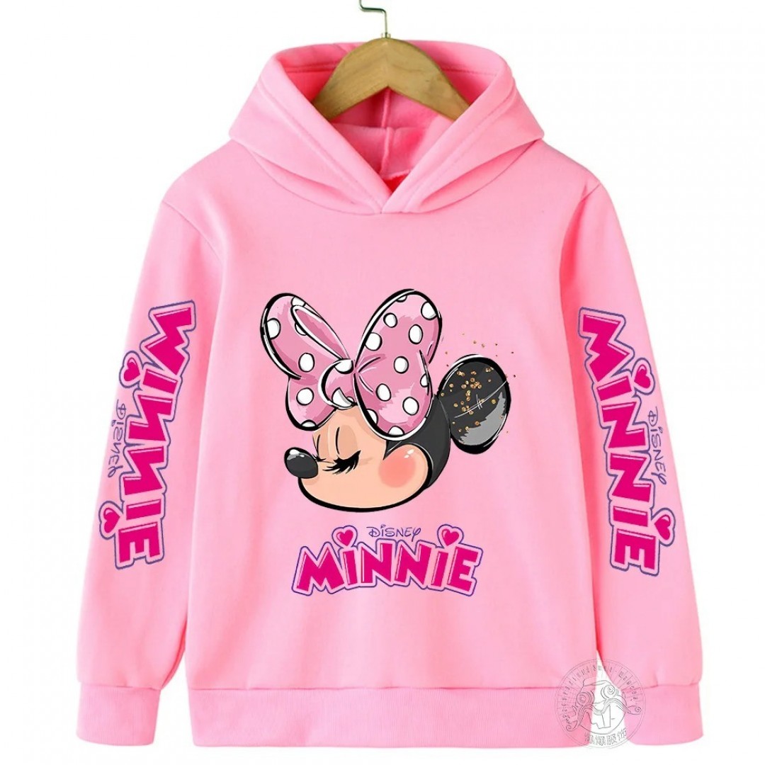 2024 Fall/Winter Kids Minnie Hoodie – Warm Top for Boys and Girls, Ages 3-14, Outdoor Sports Shirt