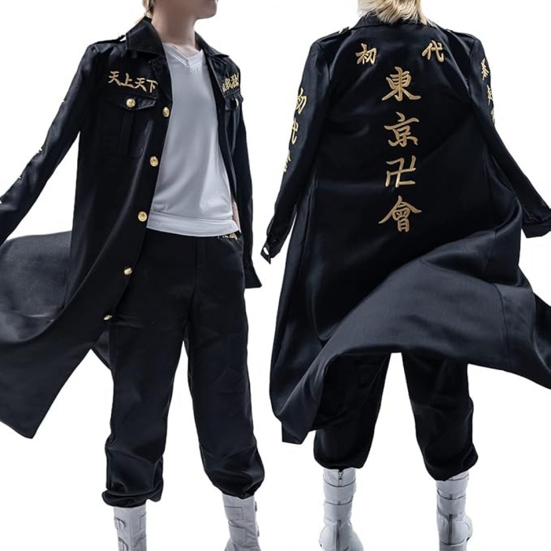 Manjiro Sano Cosplay Kostüm, Gestickter Stil, Tokyo Gang, Anführer, Lange Jacke, Cosplay, Anime, Festival Kostüm, (M, Anführer) Manjiro Sano Cosplay Kostüm, Gestickter Stil, Tokyo Gang, Anführer, Lange Jacke, Cosplay, Anime, Festival Kostüm, (M, Anführer)
