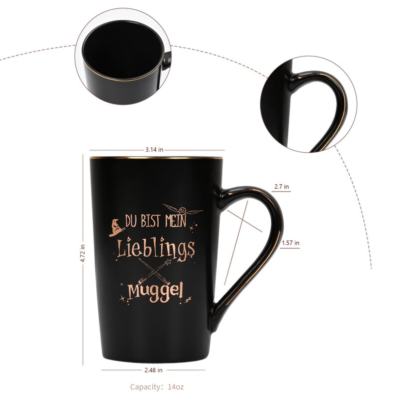 Joymaking Lustige Geschenk Tasse mit Spruch - Du bist mein Lieblings Muggel Weihnachten Geschenkidee fr Freund Freundin Klassenkamerad Geschenk zum Geburtstag Weihnachten,400ml Schwarz