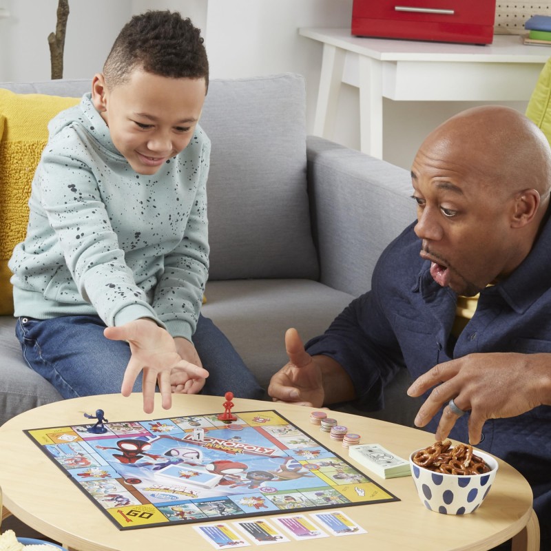 Hasbro Gaming Monopoly Junior: Marvel Spidey und seine Amazing Friends Edition -Brettspiel für Kinder ab 5 Jahren mit Kunstwerken aus der Animationsserie, Kinderbrettspiele