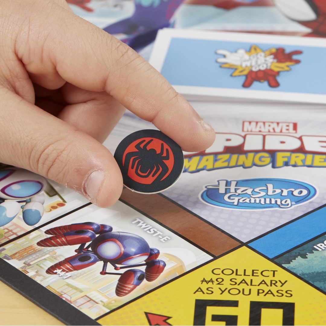 Hasbro Gaming Monopoly Junior: Marvel Spidey und seine Amazing Friends Edition -Brettspiel für Kinder ab 5 Jahren mit Kunstwerken aus der Animationsserie, Kinderbrettspiele