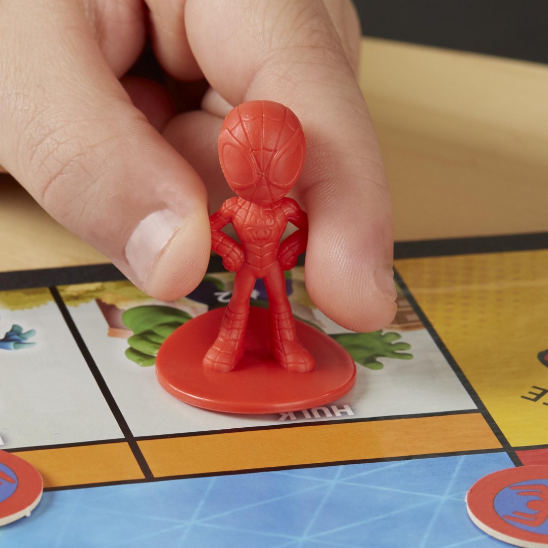 Hasbro Gaming Monopoly Junior: Marvel Spidey und seine Amazing Friends Edition -Brettspiel für Kinder ab 5 Jahren mit Kunstwerken aus der Animationsserie, Kinderbrettspiele