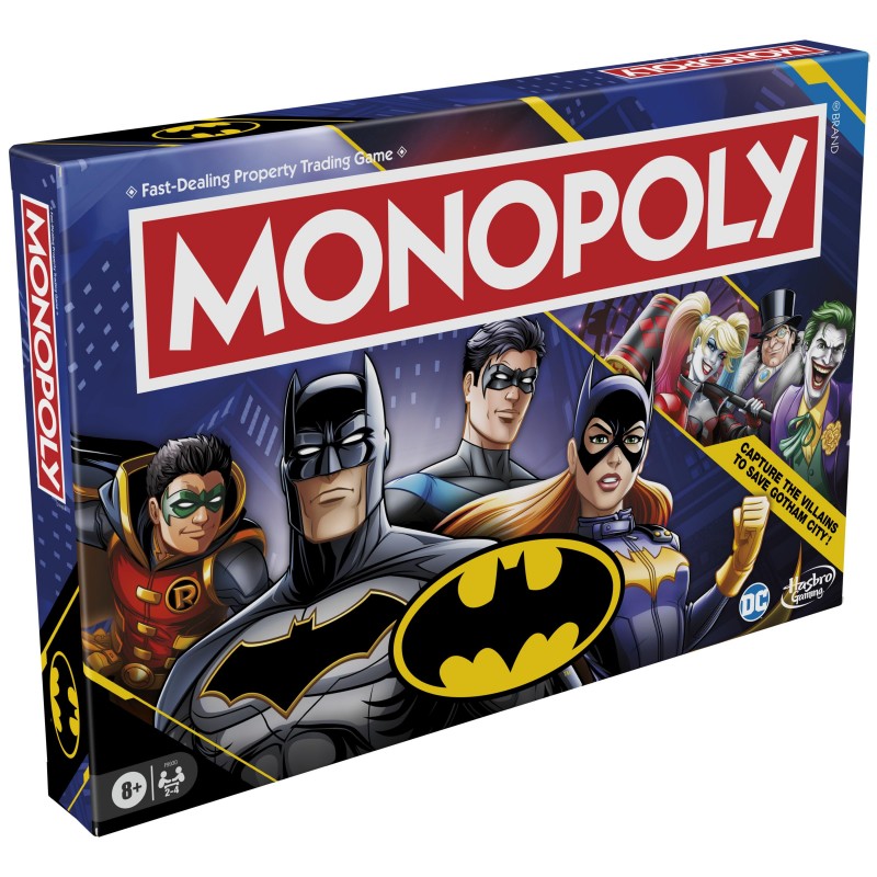 Monopoly Batman Edition Brettspiel | 2 bis 4 Spieler | Familienstrategiespiele für Kinder und Erwachsene Set | Alter 8+