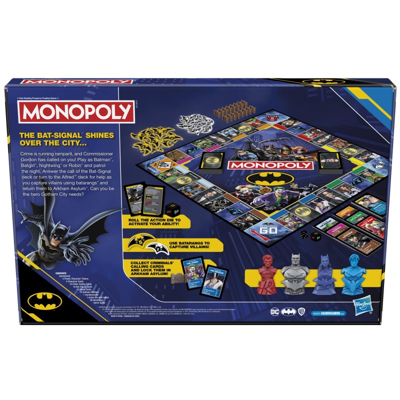 Monopoly Batman Edition Board Game | 2 to 4 Players | Family Strategy Games for Kids and Adults Set | Ages 8+